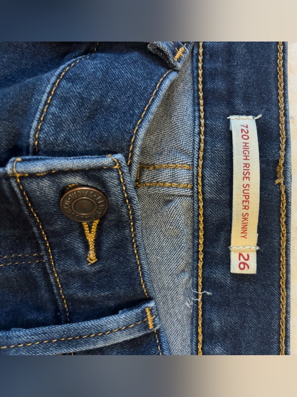 Levi's 720 High Rise Super Skinny Jeans - Dark Blue Denim
